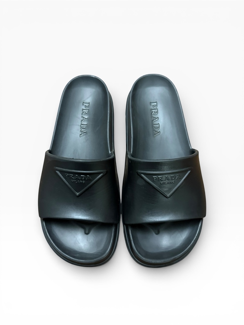 Authentic Prada Black Rubber Slides